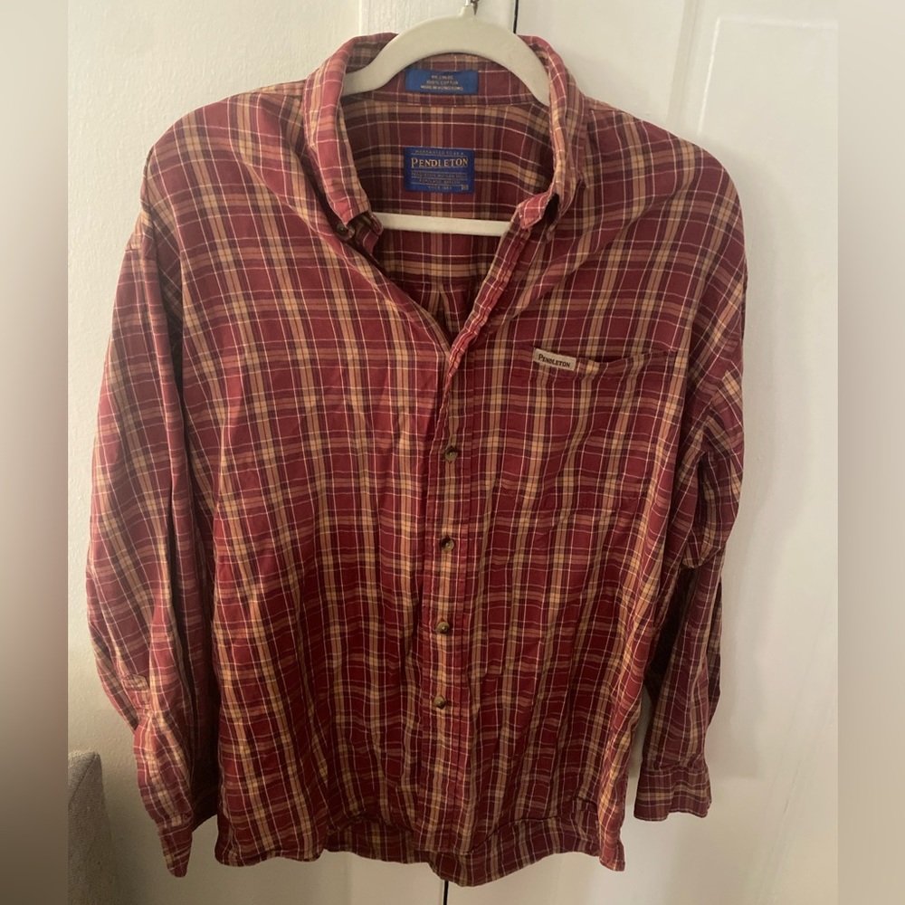 Vintage Pendleton Mens Button Down Plaid Shirt - image 1